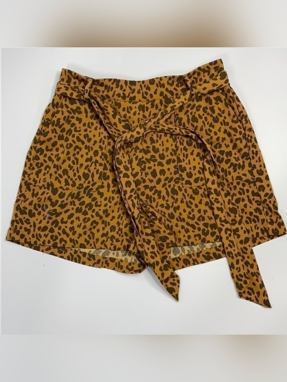 A. New Day Cheetah Print Stretch Paperbag Shorts with Waist Tie
